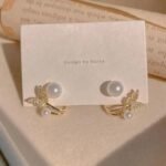 Butterfly Stud with pearl for Girls