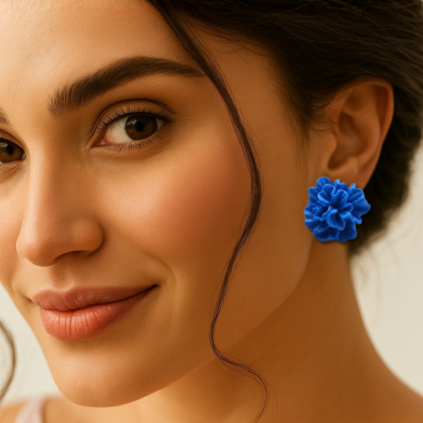 blue floral earring set